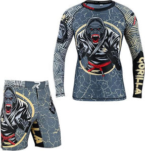 Ensemble short et rashguard MMA pour hommes en gros – Personnalisé, polyester et élasthanne, léger et respirant pour BJJ, Jiu Jitsu, Kickboxing, Muay Thai - Product Image 1