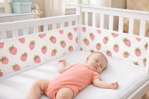 100% Organic Cotton Customizable Mesh Crib Liner Breathable Safe Baby Bedding Soft Adjustable Crib Protector - Product Image 5