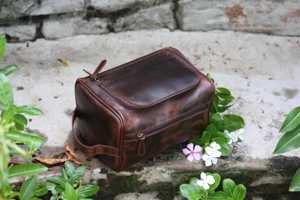 Genuine Leather Toiletry Bag <b>Mens</b> Dopp <b>Kit</b> <b>Shaving</b> Wash Bag Travel Grooming <b>Kit</b> Organizer Wholesale High Qual TYG-0132 - Product Image 6