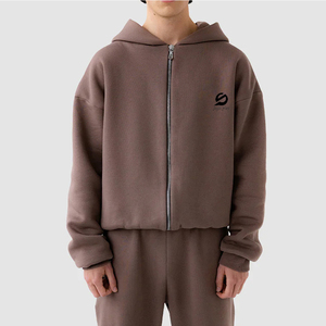 Survêtements d'hiver personnalisés respirants à capuche, style streetwear, avec logo personnalisé, en coton épais, coupe oversize - Product Image 4