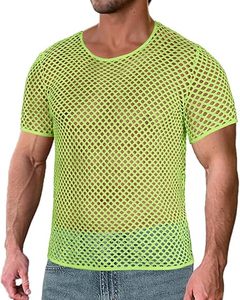 T-shirt respirant pour homme, couleur verte, style streetwear, coupe classique, en maille, vente en gros, t-shirts en maille effet vieilli - Product Image 1