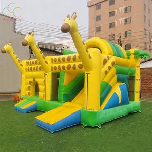Calcomanía de jirafa Animal amarillo Super Jumping Castle Inflable Bouncer Combo para niños Moon Bounce House - Product Image 5