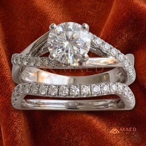 925 <b>Sterling</b> <b>Silver</b> Bridal <b>Set</b> - Criss Cross Twist Engagement <b>Ring</b> & Matching Curved Band - 2 Piece Cubic Zirconia Wedding <b>Set</b> - Product Image 2