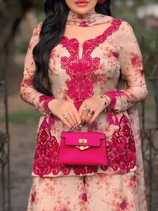 Designer Floral Printed Palazzo Suit Set for Women Premium Embroidered Kurta Chiffon Dupatta Festive Party Wear Ethnic Outfit - Product Image 6