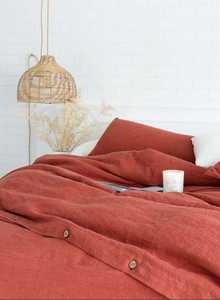 Juego de 3 Fundas de Edredón Rojas Estilo Boho con 2 Fundas de Almohada, Ropa de Cama de Algodón Lavado a la Piedra, 300 Hilos, Tamaño King, para Uso Doméstico - Product Image 5