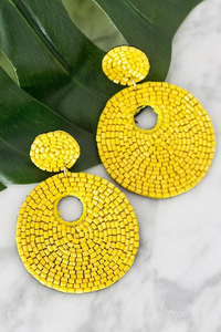 Seed Beads Drop Earrings For <b>Beach</b> Wear Looks Artistic Beaded Drop Earrings With Bright Colors - Product Image 2