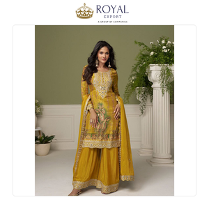 Nouvelle arrivée de vêtements pakistanais de créateurs, les meilleurs vêtements pour les fêtes et les festivals, véritable chinon avec broderie, salwar kameez. - Product Image 5