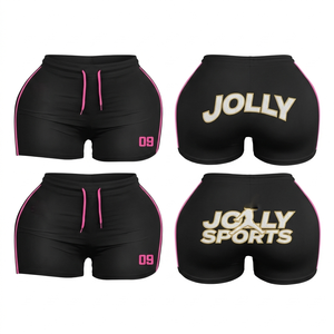 Women <b>Booty</b> Shorts 220 GSM Polyester Spandex Stretch Fabric Pink Soft High Waist <b>Heat</b> Transfer Logo <b>Booty</b> shorts for women - Product Image 2