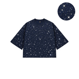 เสื้อยืดโอเวอร์ไซส์ปักลายดาวเต็มตัว แบบสั่งทำพิเศษ เนื้อผ้าหนา 100% คอตตอน ทรงไหล่ตก สไตล์สตรีทแวร์สุดหรู สำหรับผู้ชาย จากซัพพลายเออร์ - Product Image 4