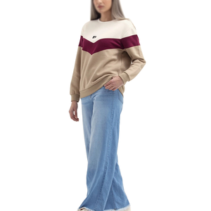 Sudadera de cuello redondo con bloques de color para mujer, jersey de manga larga, top informal estilo streetwear, fabricante mayorista de ropa personalizada - Product Image 1