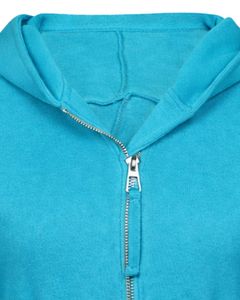 Womens Teal Blue <b>Cropped</b> <b>Zip</b> <b>Up</b> Hoodie Slim Fit Long Sleeve Casual Streetwear Cotton Fleece Sweatshirt Custom Logo ODM Factory - Product Image 5