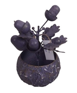 Maceta Decorativa de Metal Morado con Diseño Floral, Hecha a Mano para Sala de Estar, Oficina, Dormitorio, Baño, Comedor - Product Image 2