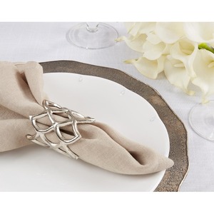 <b>Silver</b> Hollow Geometric Metal <b>Napkin</b> Ring Retro Openwork Table Decor - Product Image 4