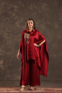 <b>Kaftan</b> <b>Top</b> with Pant Maroon - Product Image 1