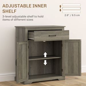 Gray Sideboard Buffet <b>Table</b> with <b>Adjustable</b> Shelf Storage Cabinet with Double Doors and Drawer for Kitchen Organization - Product Image 5