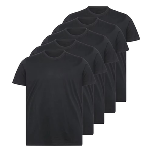 Men's Black Short Sleeve O-Neck Casual T-Shirt Regular Fit Knitted Solid Design 100% Cotton Jersey Fabric - Product Image 4