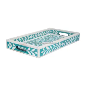Bandeja de artesanía con incrustaciones de resina de hueso rectangular de tamaño personalizado moderno, pieza de declaración versátil de primavera, festivales de boda interiores - Product Image 1
