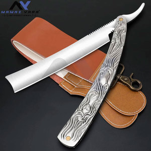 Navaja de Afeitar Recta de Acero Inoxidable Premium con Cuero de Primera Capa para Barbería y Cuidado Personal en Casa y Salón - Product Image 5
