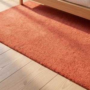 Tapis en laine terracotta uni tufté à la main, moelleux, antidérapant, à poils moyens, pour chambre, salon, entrée, maison moderne - Product Image 3