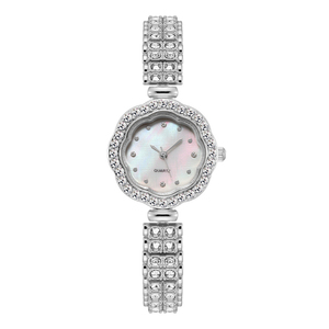 NW1305 Montre-bracelet à quartz pour femme, design cadran en forme de fleur avec surface coquillage et diamants - Product Image 4