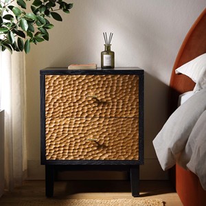 Mesita de Noche Moderna de Madera Maciza con 2 Cajones y Mesa Auxiliar, Gabinete de Almacenamiento para Dormitorio Ideal para Apartamentos - Product Image 2