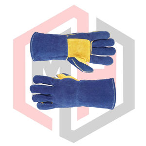 Blue Leather Stitched Working Gloves Lining Full Safety Anti-static <b>Fire</b> Fighting Flexible Breathable Tear-Resistant - Product Image 6
