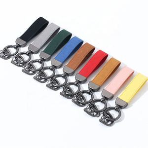 Leather Keychain Rectangular Simple Durable <b>Carabiner</b> <b>Keyring</b> Multi Color Choice - Product Image 1