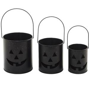 Ensemble de 2 et 3 bougeoirs Jack O'Lantern en métal avec poignée pour la décoration d'Halloween à la maison - Product Image 4