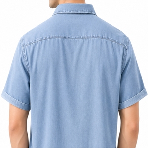 Chemise en jean à manches courtes pour homme, style denim, coupe confortable, sur mesure, style streetwear, t-shirt en jean premium pour homme - Product Image 6