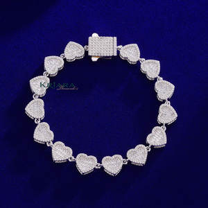 Bracelet en moissanite en forme de cœur, plaqué or rose 925, micro-pavé, bracelet tennis, bijoux romantiques pour femmes - Product Image 5