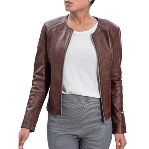 Fashionable Women Genuine <b>Sheepskin</b> Leather <b>Jacket</b> High Quality Collar Less Soft Thin Fashion Woman Leather <b>Jacket</b> - Product Image 6
