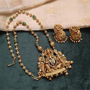 Ganesha Golden Bead Necklace Set-Fine Jewelry - Product Image 2