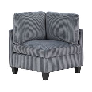 Moderno sedile angolare modulare grigio scuro 1pc con rivestimento in tessuto di velluto a coste per soggiorno grigio scuro - Product Image 1