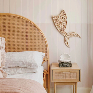 Decoración de pared con forma de cola de pez para habitaciones infantiles, cola de sirena tejida con ratán natural, precio al por mayor disponible. - Product Image 3