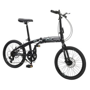 Bicicleta Plegable Negra de Acero con Alto Contenido de Carbono de 20 Pulgadas y 150 kg de Capacidad para Viajes Diarios, Marca CamPingSurvivals - Product Image 3