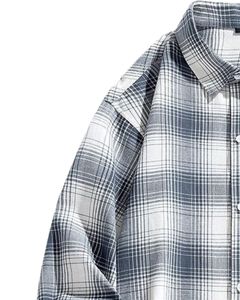 Men Grey White Plaid Casual <b>Shirt</b> Cotton Polyester Long Sleeve Button Down Check <b>Shirt</b> For Wholesale OEM Export Supplier Global - Product Image 3
