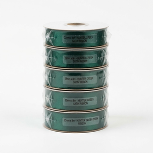 Cinta de Satén Verde Cazador de 25mm, de una Sola Cara, 5 Rollos x 8 Metros, para Coronas Navideñas, Cestas de Regalo, Lazos, Venta al Por Mayor - Product Image 3