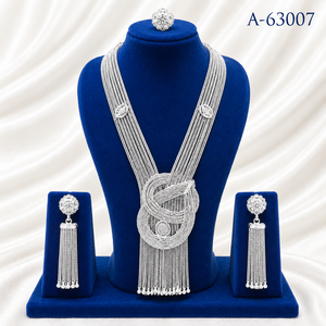 Conjunto de collar nupcial en tono oro y plata de alta calidad – Joyería de diseño hecha a mano A-63007 - Product Image 1