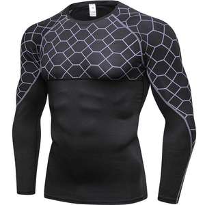 <b>Men's</b> <b>Black</b> <b>Red</b> Heat-Transfer Printed Short Sleeve Compression <b>Shirt</b> Quick Dry Sporty Fit Casual Knitted Spandex/Polyester 120g - Product Image 5