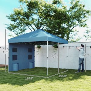 "10FT X 10FT Dark Blue Pop up <b>Canopy</b> <b>Tent</b> W/ Sidewall Height Adjustable & Storage Pockets" - Product Image 3