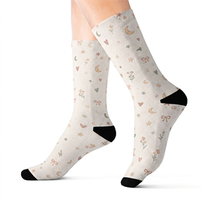 Chaussettes de sport et de fitness pour femmes, personnalisées, imprimées par sublimation, respirantes, extensibles, décontractées, vente en gros, fabricant OEM - Product Image 1