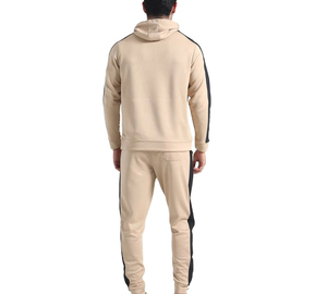 Beige <b>Colour</b> Hooded Tracksuit <b>Set</b> Full Sleeve Solid Color Casual Wear with Side Pockets and Elastic Waist Autumn Style - Product Image 4