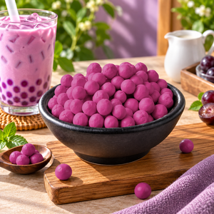 Perles de tapioca de couleur violette KEI FU pour bubble tea, 8 mm, 10 mm, certifiées Halal, 3 kg, vente en gros à Taiwan - Product Image 2