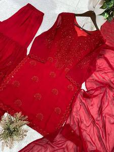 Salwar Kameez Verde Bordado, Vestido Tradicional Indio para Mujer, Tela GEORGETTE, Traje para Bodas y Fiestas, FATEMA FASHION - Product Image 3