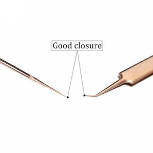 MAHFOOZ INSTRUMENTS Pinzas de Acero Inoxidable Doradas y Azules para Extensión de Pestañas, Juego de Extensión de Pestañas de Alta Precisión, Pinzas de Punta Fina - Product Image 3