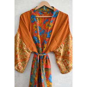 Robe Kimono Longue de Luxe en Soie Patchwork pour Femme, Style Bohème, Respirante, Grande Taille, Vêtement de Nuit, Coupe Classique - Product Image 3