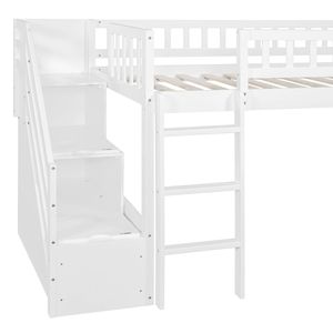 Letto a soppalco bianco singolo con due cassetti e scivolo per bambini (vecchio SKU LT000515AAK) - Product Image 5