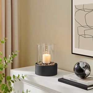 ขวดแก้วทรงกระบอกสำหรับเทียนพร้อมฐานสีดำ ทนความร้อน ตกแต่งบ้าน - Product Image 3