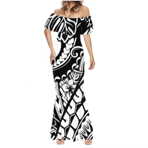 Robes sirène à imprimé traditionnel samoan, motif personnalisé, épaules dénudées, robes Puletasi moulantes pour femmes - Product Image 2