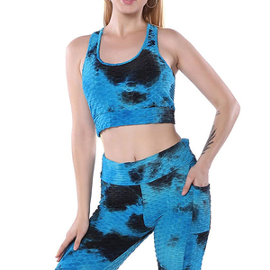 Ensemble de yoga pour femmes tendance, nouvelle arrivée, 2 pièces, toile unie, respirant, séchage rapide, logo personnalisé, vêtements décontractés d'été - Product Image 4